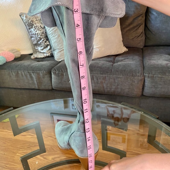 Grey suede fold over knee boots, size 8 1/2 - Picture 4 of 4